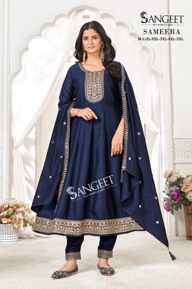 Sameera By Sangeet Vichitra Blooming Silk Kurti With Bottom Dupatta